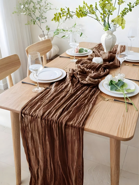Nuvé Tulle Table Runner Brown