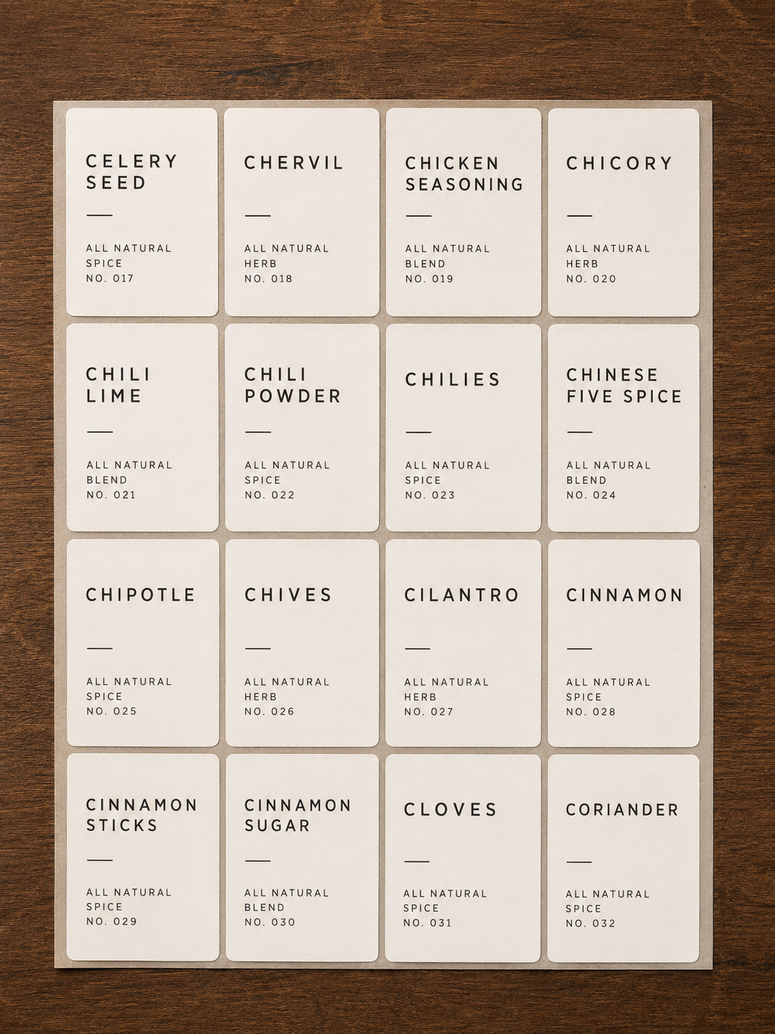 English Spice Labels 160 pcs