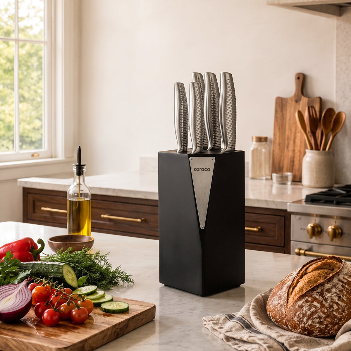 Karaca Samurai Fuji 6-Piece Knife Set with Stand