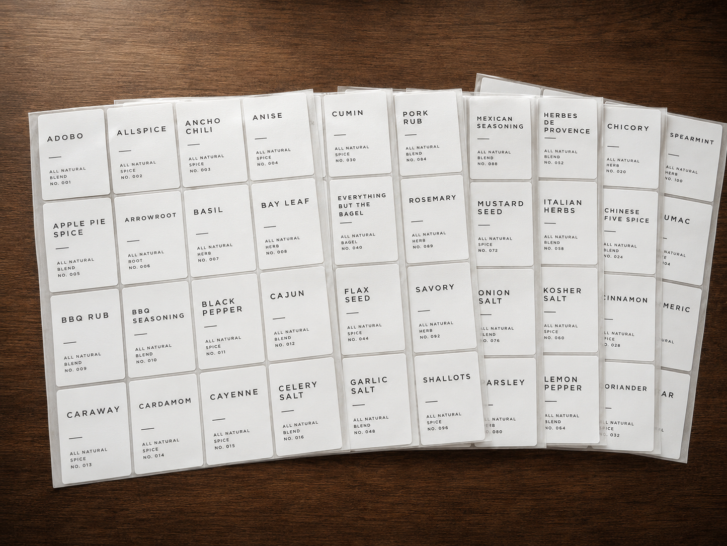 English Spice Labels 160 pcs