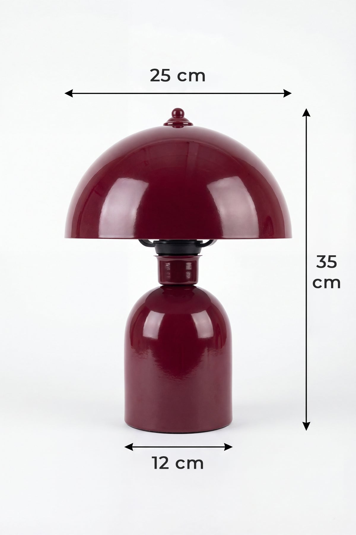 Luna Mushroom Metal Table Lamp – Burgundy