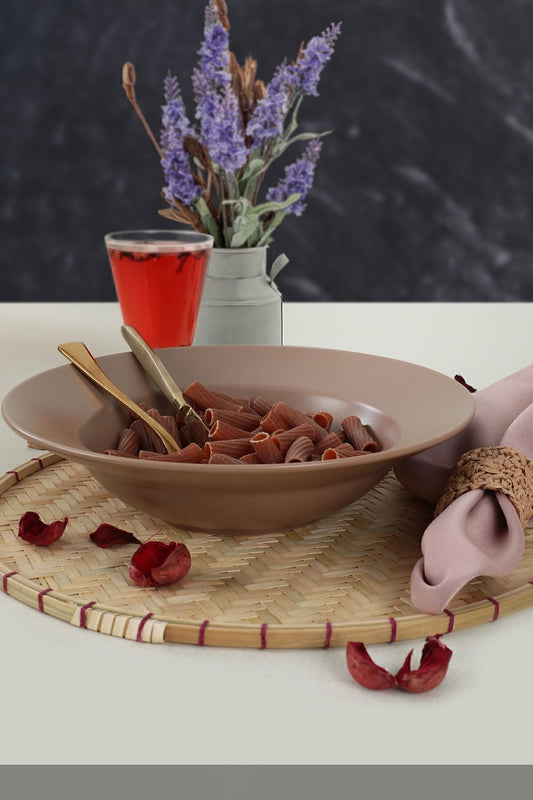 Matte Light Taupe Delta Pasta Plate 26 Cm