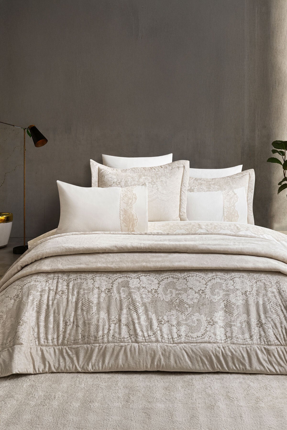 Kristy 10 Piece Bedding Set - Stone