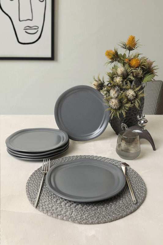 Matte Gray Bloom Cake Plate 24 Cm 6 Pieces