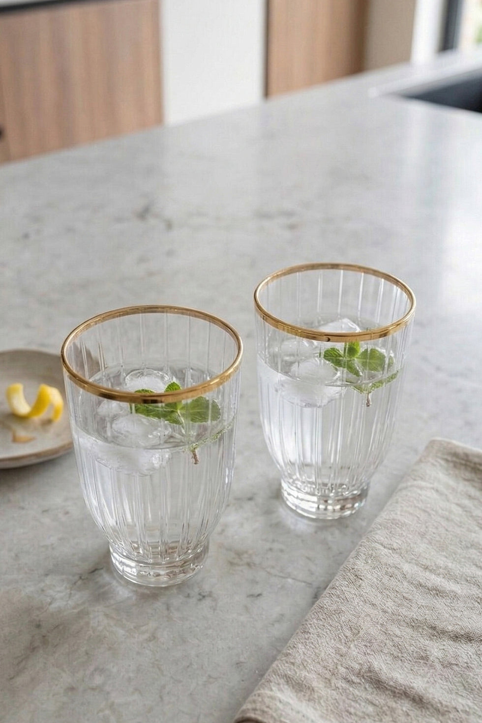Elite Gold 4 Piece Water Glass Set, 320 cc
