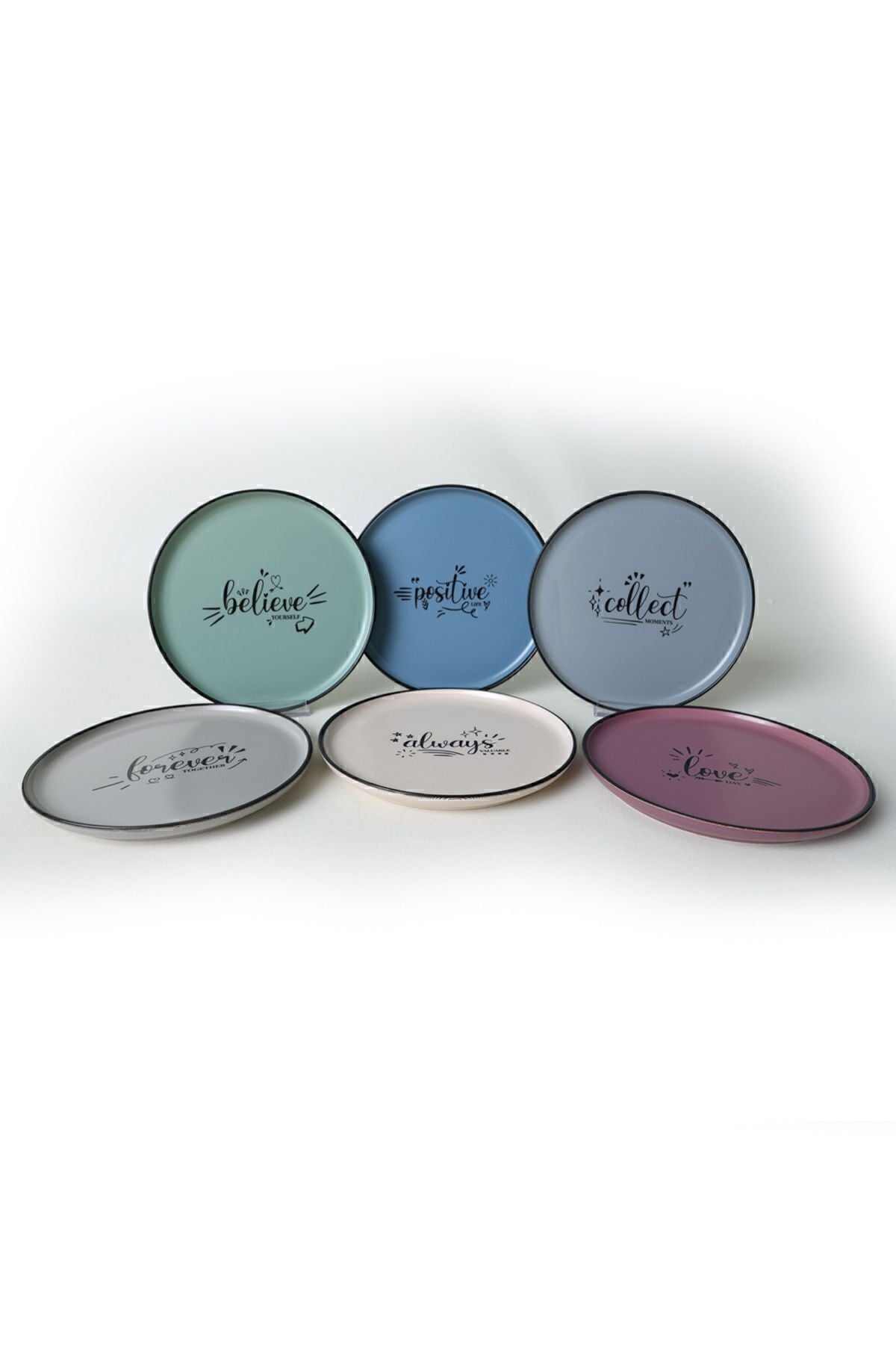 Rainbow Motto Nordic Cake Plate 22 cm 6 Pieces