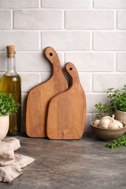 Natural Wood Cutting and Serving Board 2 Pieces
