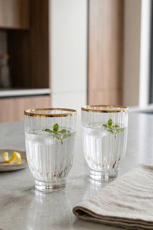 Elite Gold 4 Piece Water Glass Set, 320 cc