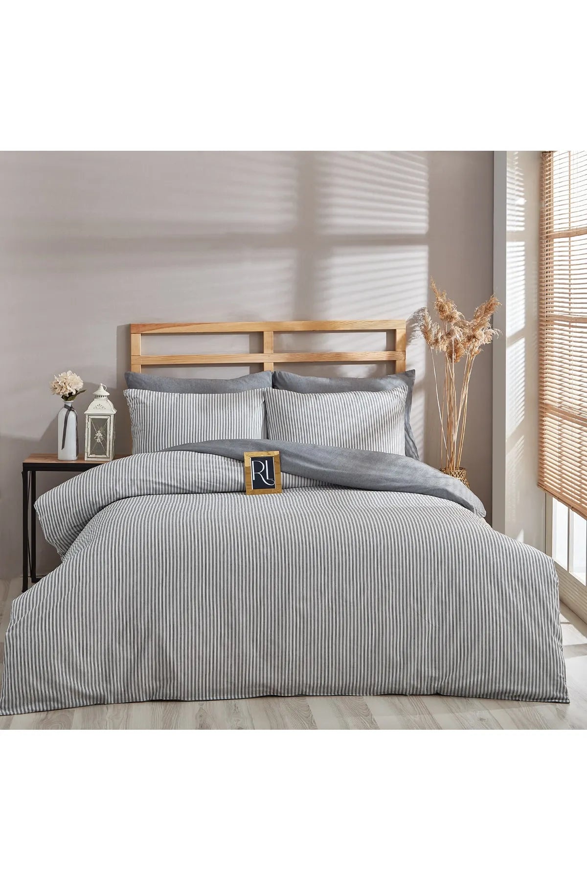 Oslo Striped Duvet Cover Set – Grey