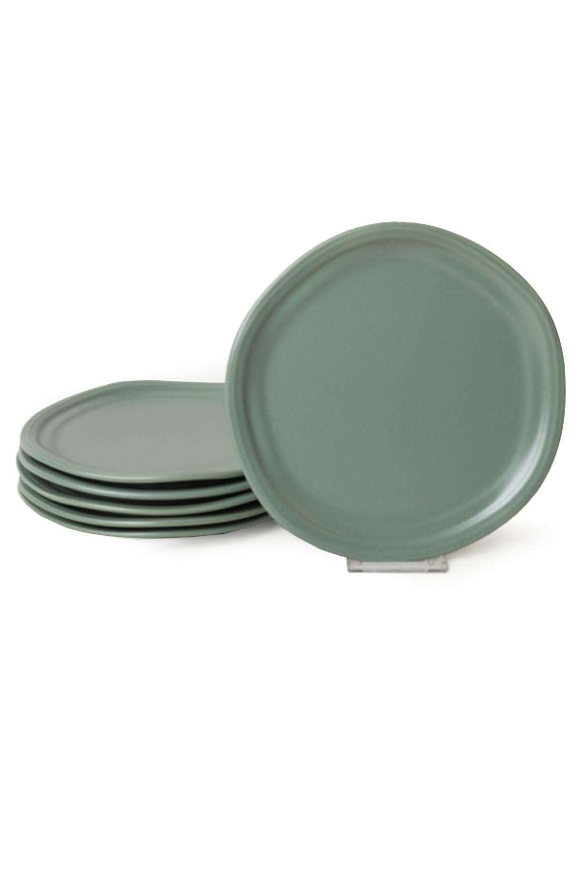 Matte Green Bloom Cake Plate 24 Cm 6 Pieces