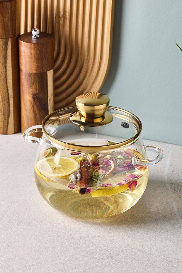 Roy Gold 1200 ml Borosilicate Glass Pot