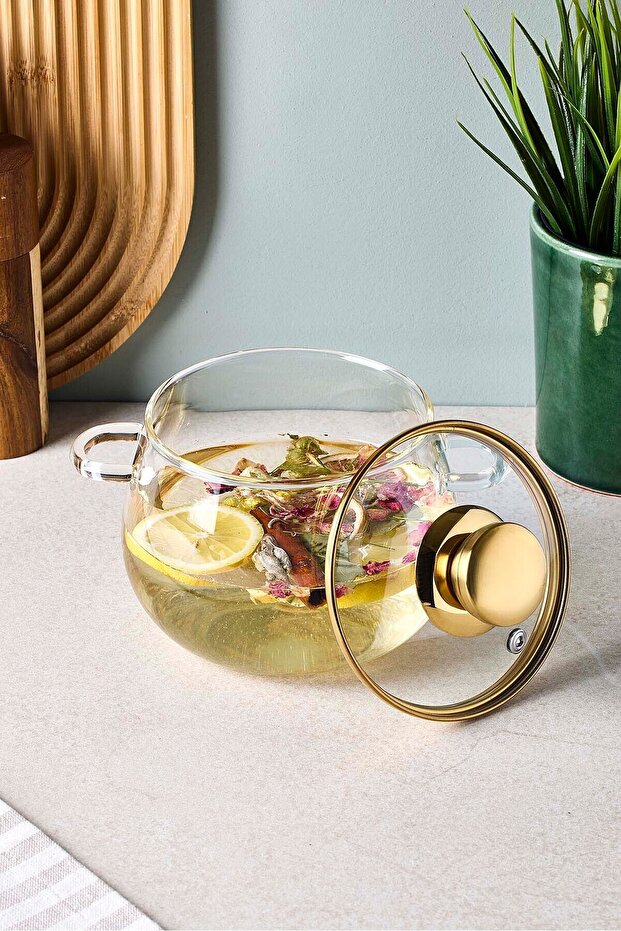 Roy Gold 1200 ml Borosilicate Glass Pot