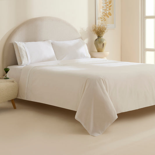 Teora 100% Cotton Lace Double Duvet Cover Set White