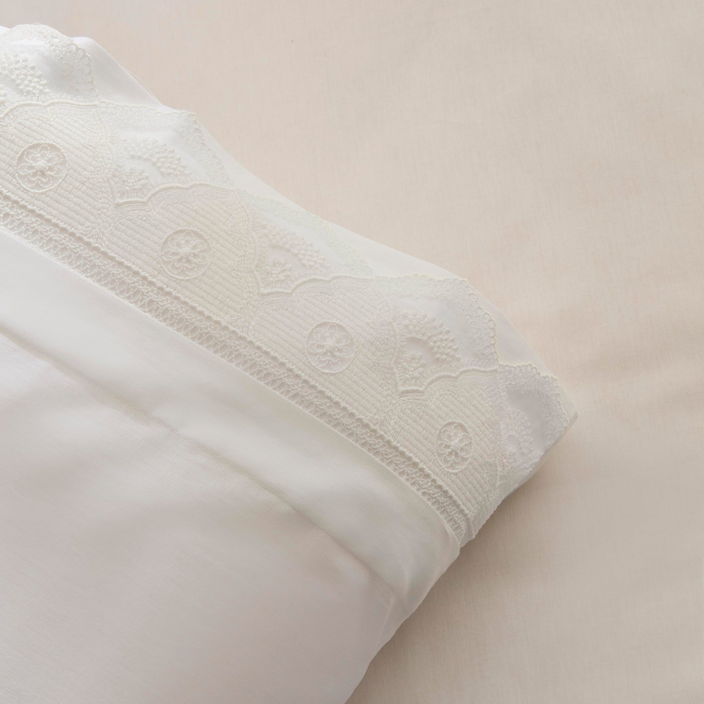 Teora 100% Cotton Lace Double Duvet Cover Set White