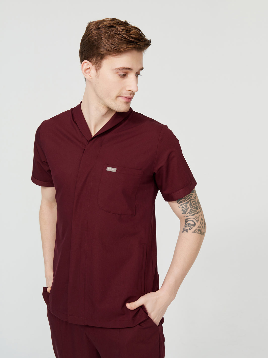 Cosa Tri Men's Scrubs - Burgundy