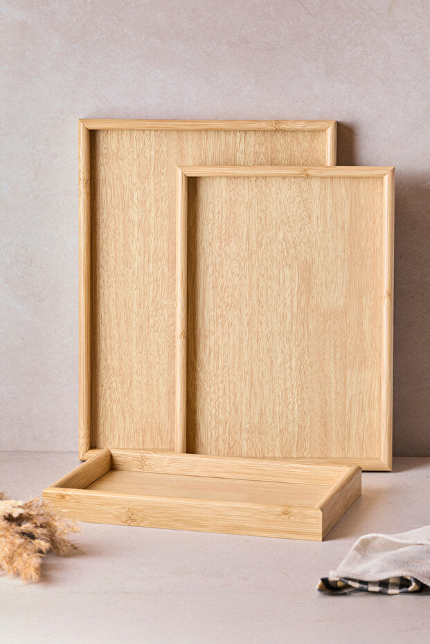 Trio 3 Piece Wooden Tray Set