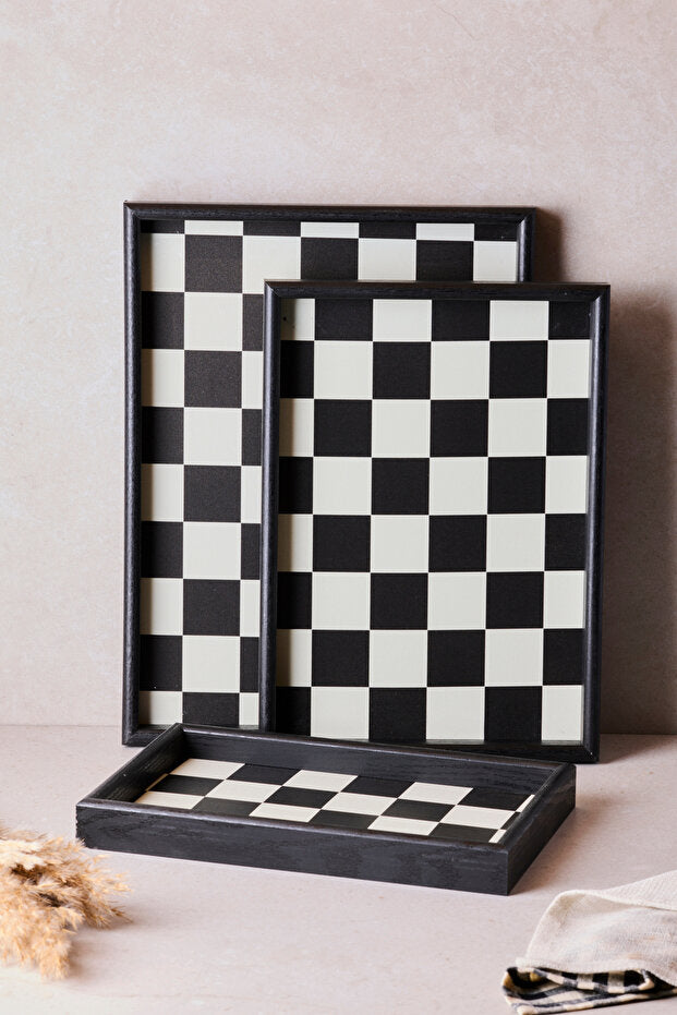 Trio 3 Piece Wooden Tray Set