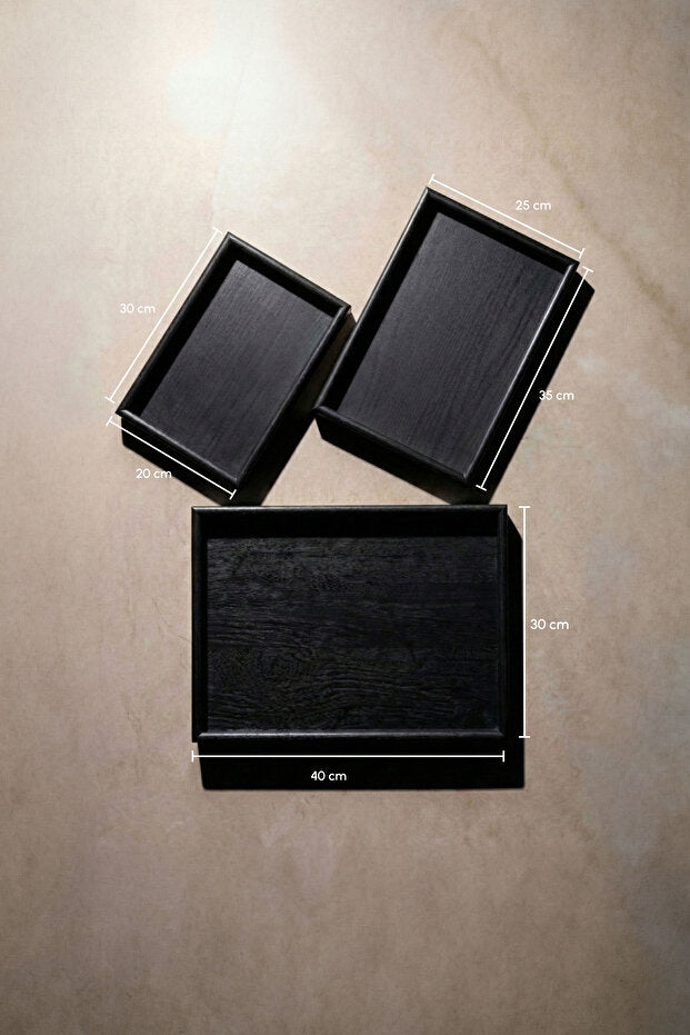Trio 3 Piece Wooden Tray Set
