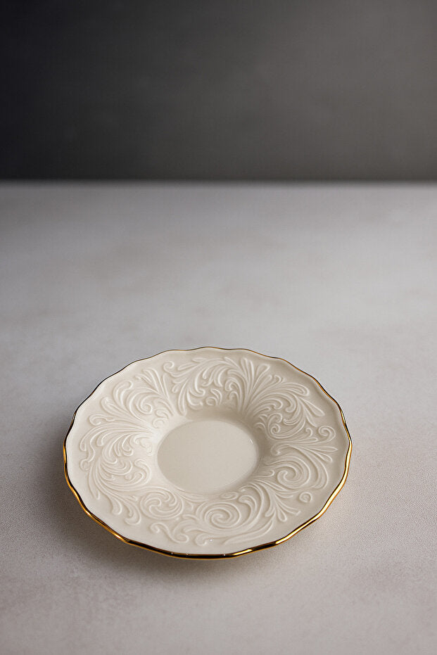 Porcelain Tea Saucer Set of 6 - Gold