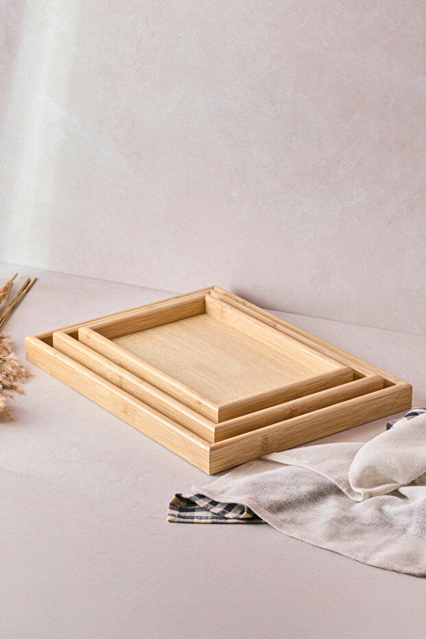 Trio 3 Piece Wooden Tray Set