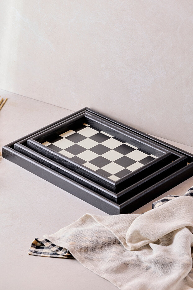 Trio 3 Piece Wooden Tray Set